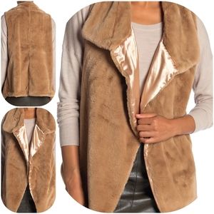 NEW XL Tan Faux Fur Vest Jacket